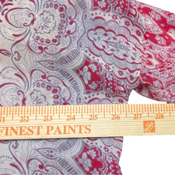 Johnny Was Red & Cream Floral Paisley Print Tunic Top Size Small - Picture 4 of 8